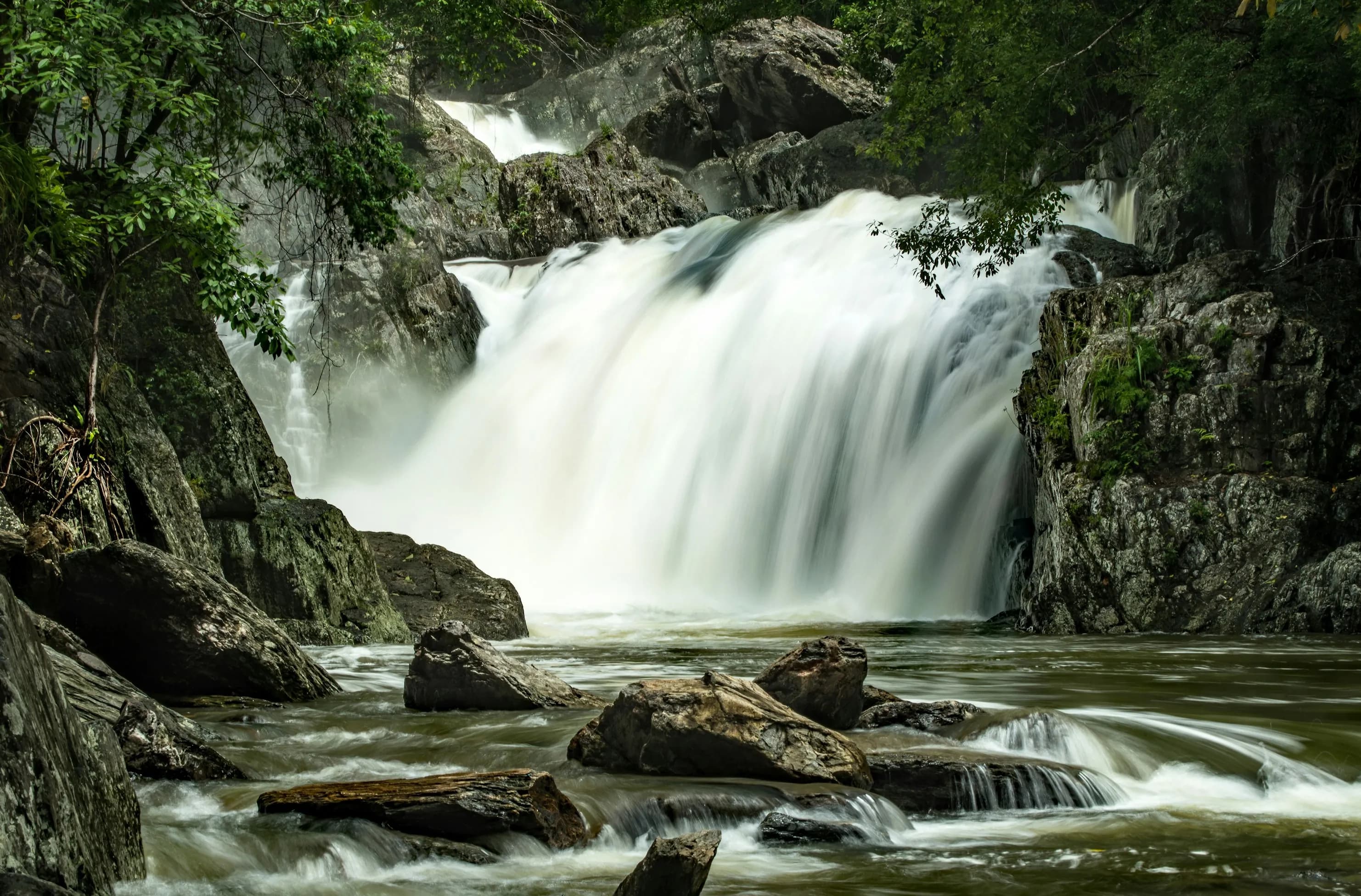 Crystal Cascades (top waterfall) in full flow