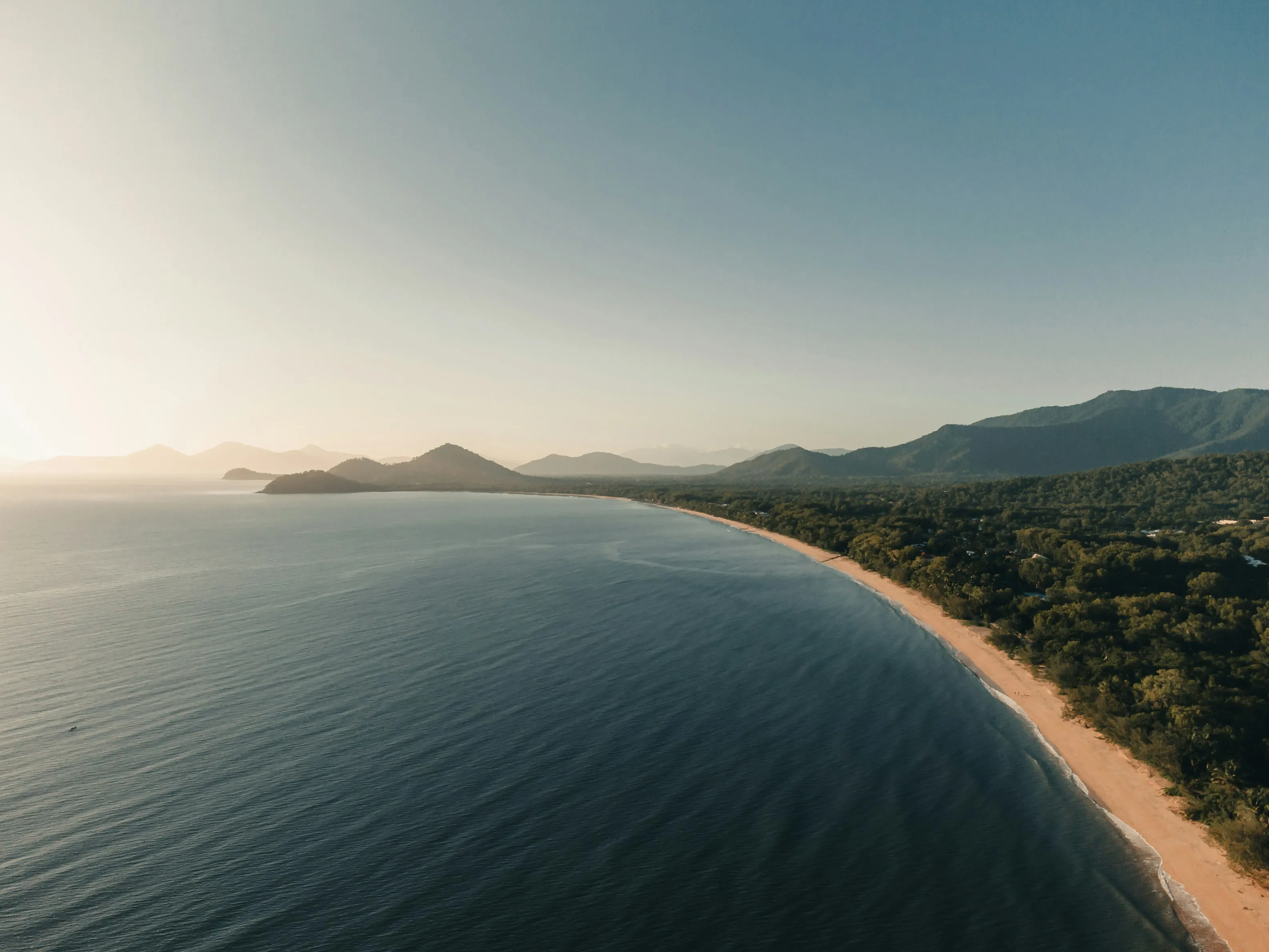Drone shot of the beaches in the Cairns Area.