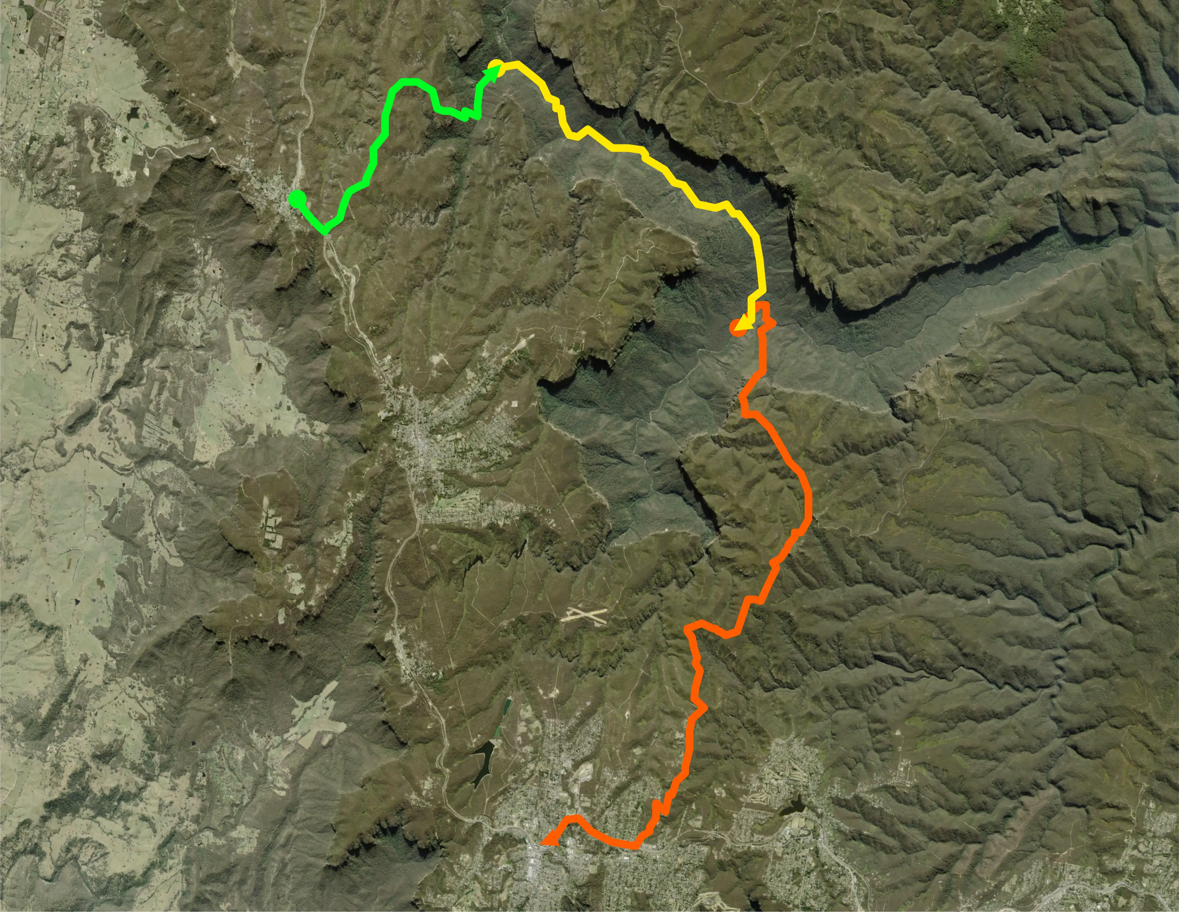 Map of the Bluey's Backpackers Epic three-day hike route through the Grose Valley