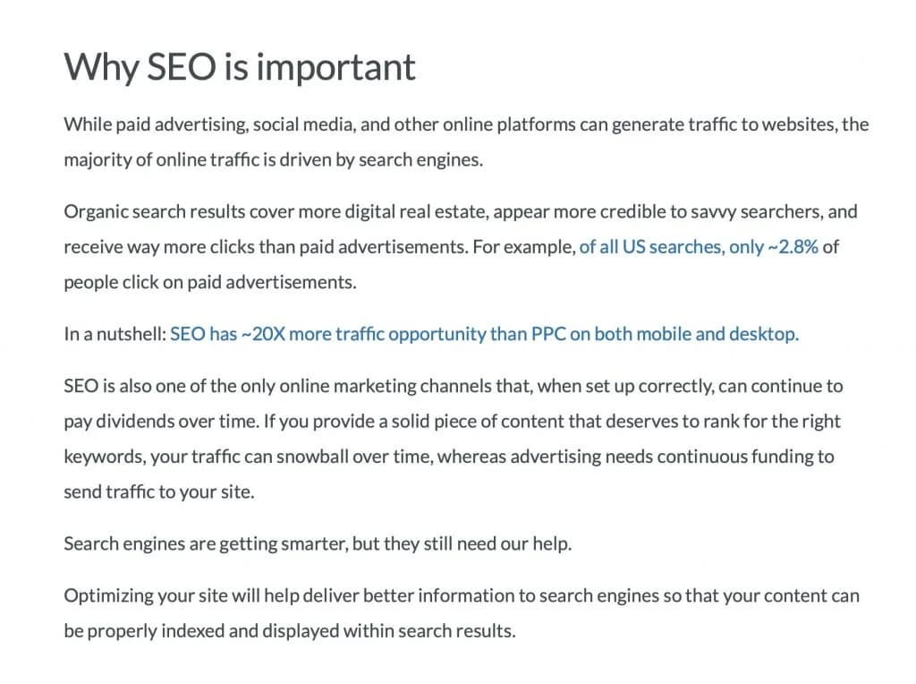 Screenshot of typical blog content layout showing well-spaced text